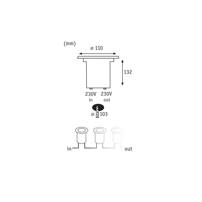 Spot led encastré sol extérieur rond acier 1,2W blanc chaud professionnel