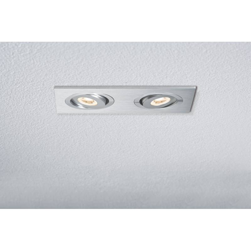 Spot double encastrable led orientable rectangle alu brossé 2X3W professionnel