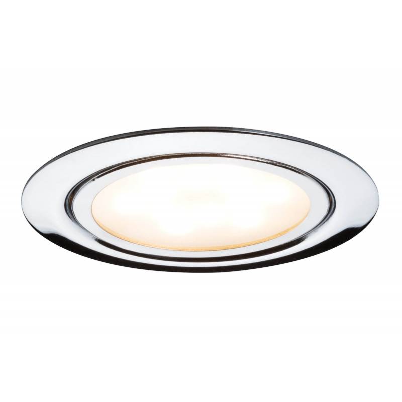 Lot de 3 spots led encastrables extra plat pour meuble rond 65mm chrome 4,5W professionnel