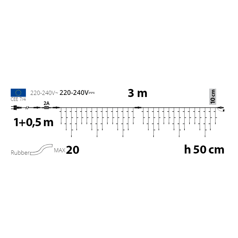 schema guirlande stalactite 3m raccordable professionnelle système flash