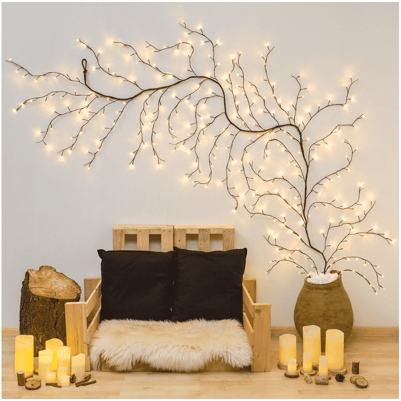 Branche lumineuse murale marron 288 LED blanc chaud lumière fixe