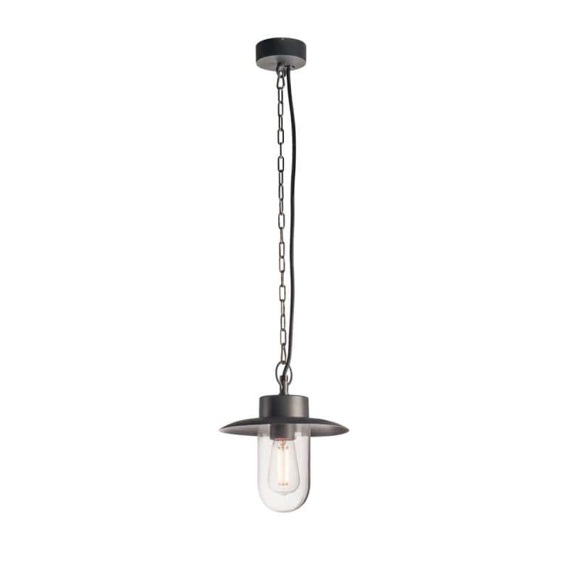 Suspension effet rétro chainette aluminium anthracite IP44 étanche professionnel