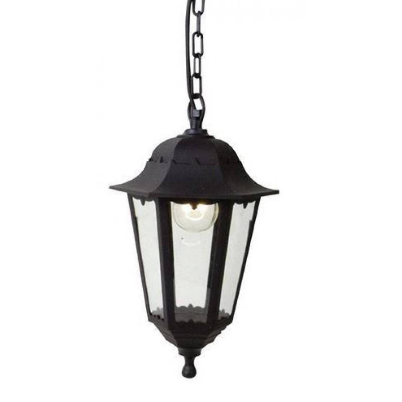 Suspension jardin classique style lanterne aluminium IP44 noir