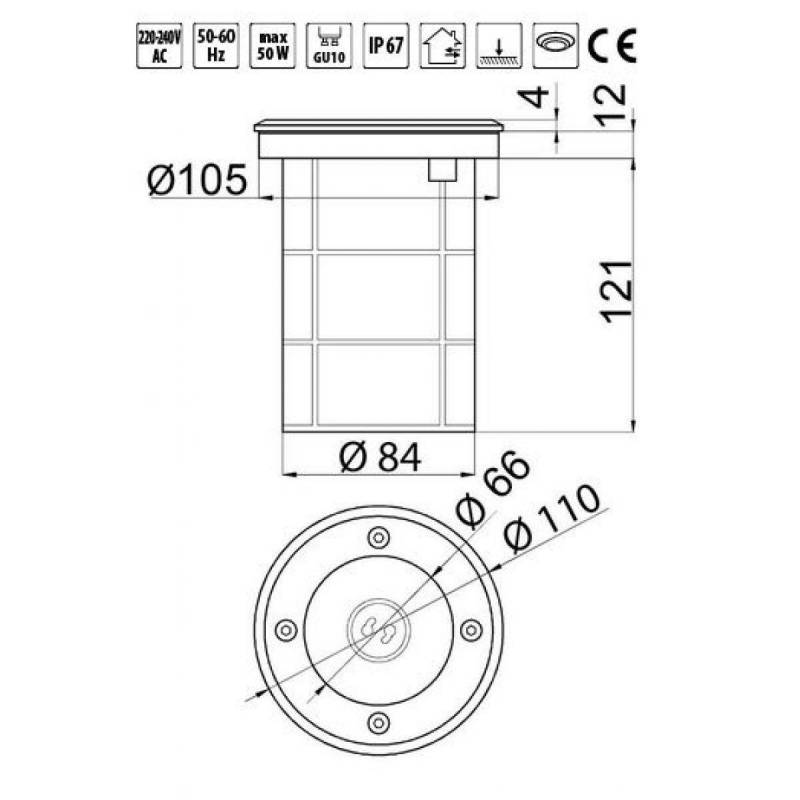 Spot LED encastrable GU10 Sol extérieur rond inox professionnel professionnel