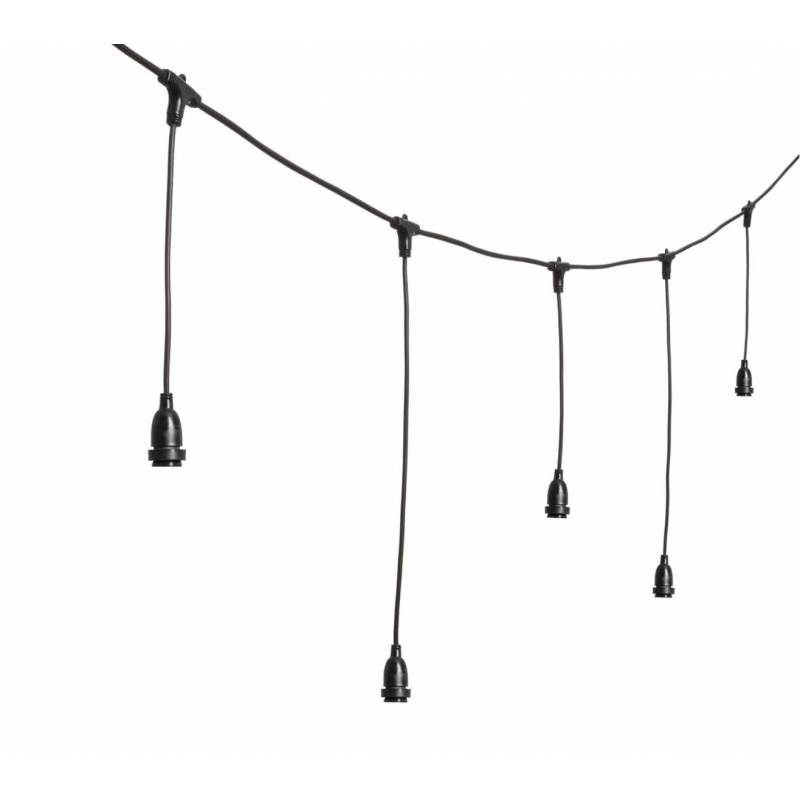 Guirlande Guinguette stalactite suspendue 5M 8 douilles E27 cable noir hauteur 70CM