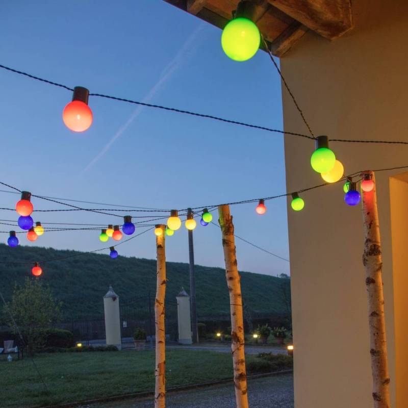 Guirlande Guinguette multicolore 10M 20 globes LED Pas cher