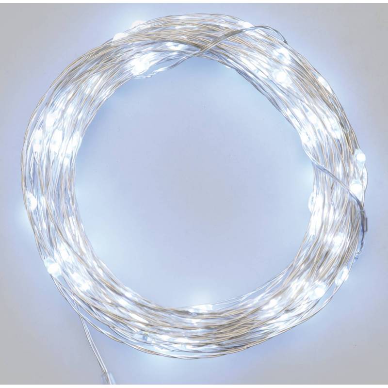 Guirlande LED piles 10 mètres blanc froid anniversaire noël