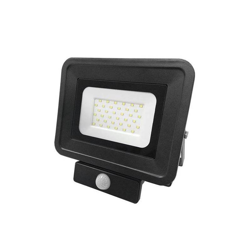 Projecteur led plat noir détecteur de mouvement 30w blanc chaud