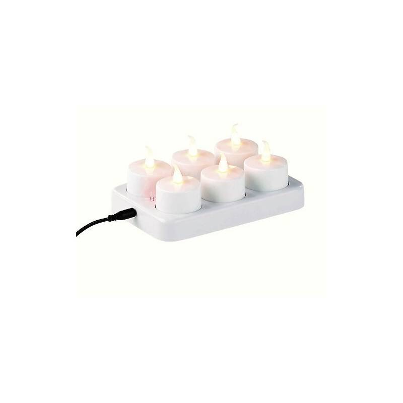 lot de 6 bougies leds rechargeables plates