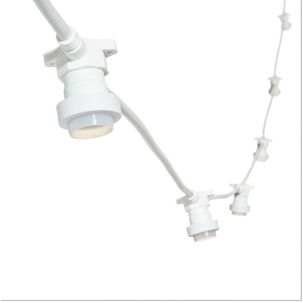 Guirlande Guinguette cable blanc 5M 16 douilles E27 connectable 230V professionnel