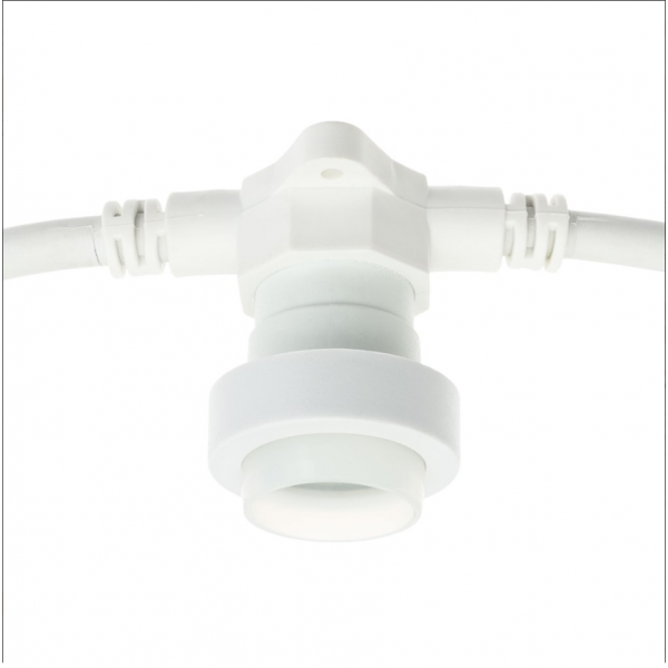 Guirlande Guinguette cable blanc 5M 16 douilles E27 connectable 230V professionnel