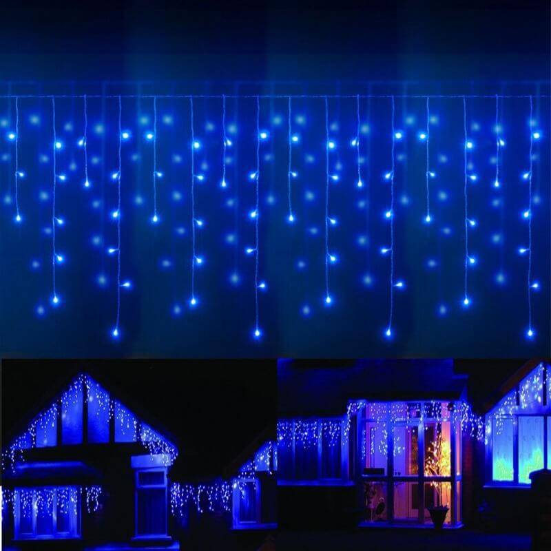 Guirlande stalactite bleu 16 mètres 256 leds 8 effets programmables noël