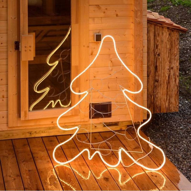 Sapin de noël lumineux 1.5M 600 LED blanc chaud tube néon extérieur professionnel