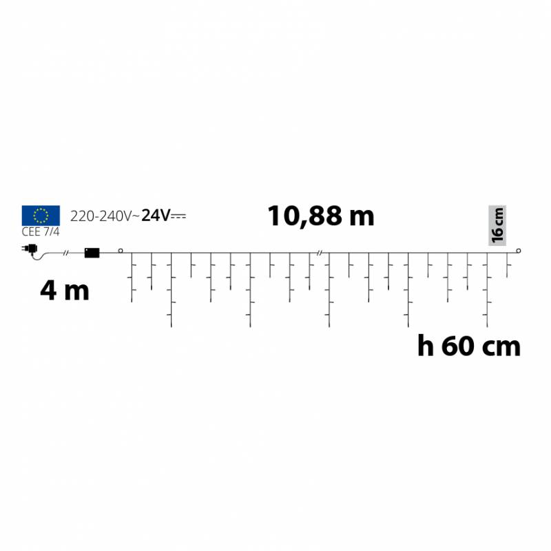 Guirlande stalactite 10M câble blanc dimensions