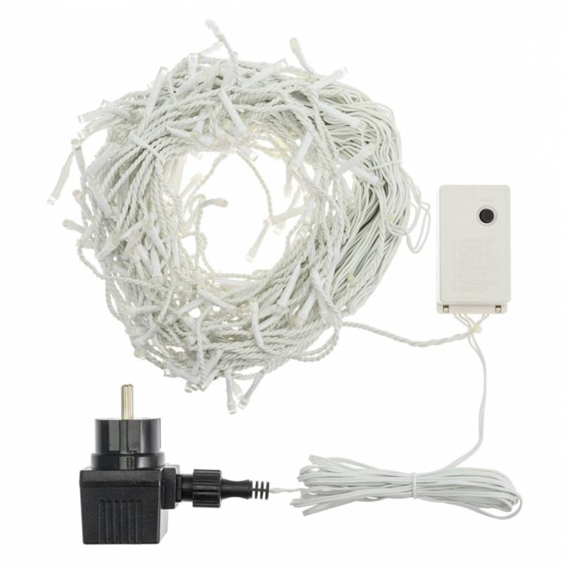 Guirlande stalactite 10M H 60CM 255 LED blanc froid 8 programmes câble blanc