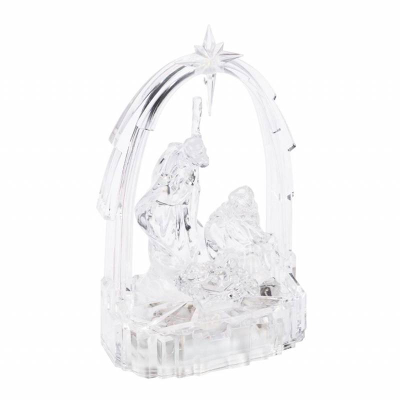 Mini crèche lumineuse transparente à piles 20CM LED blanc chaud professionnel