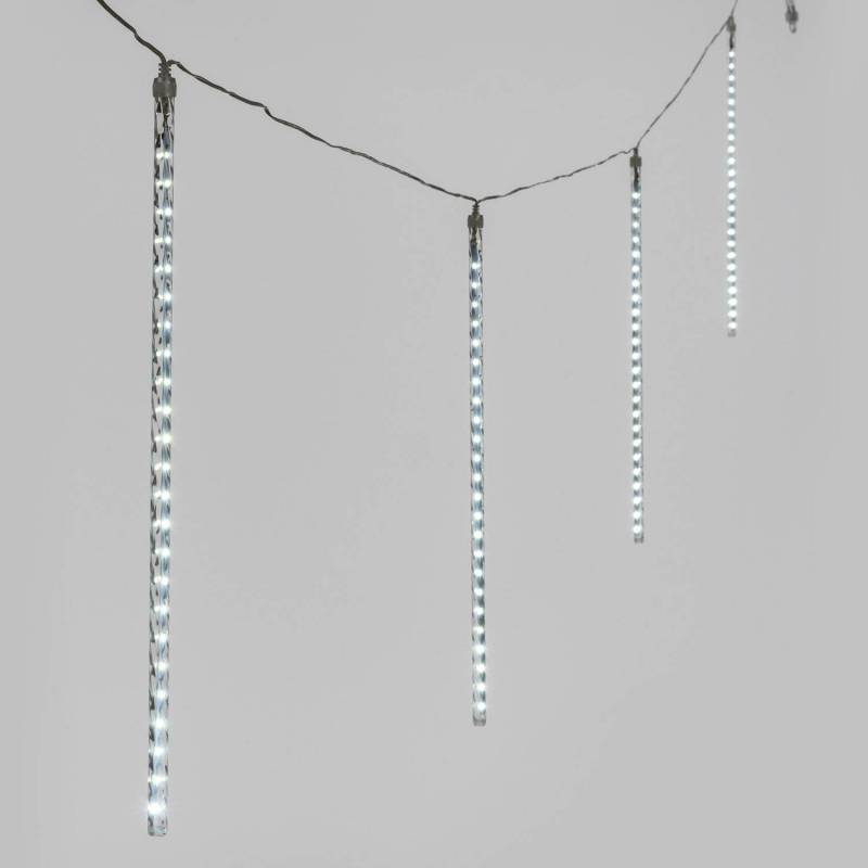 Stalactites lumineux LED effet chute de neige 50CM par 10 blanc froid professionnel