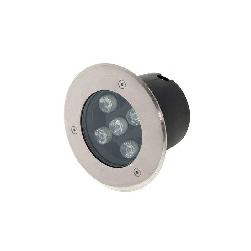 Spot encastrable sol extérieur 5W rond aluminium IP65 blanc froid 6000K professionnel