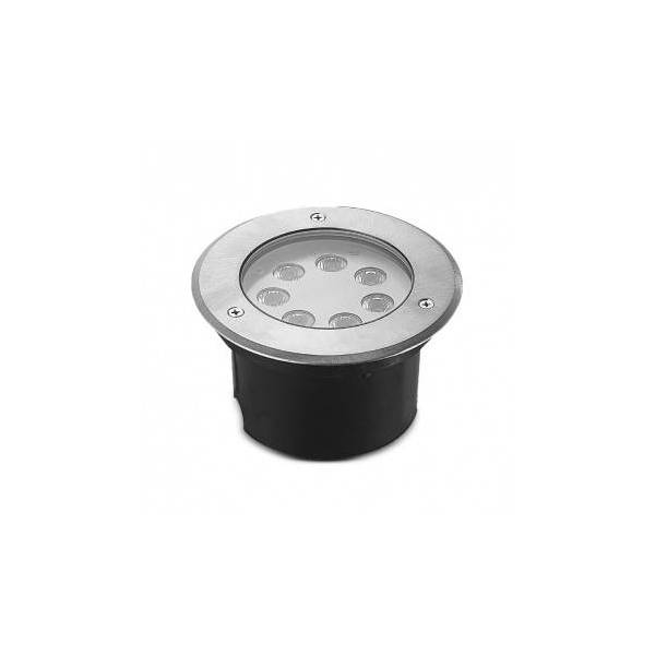 Spot led encastrable sol puissant 7W rond 150mm inox 316 IP67 3000K blanc chaud