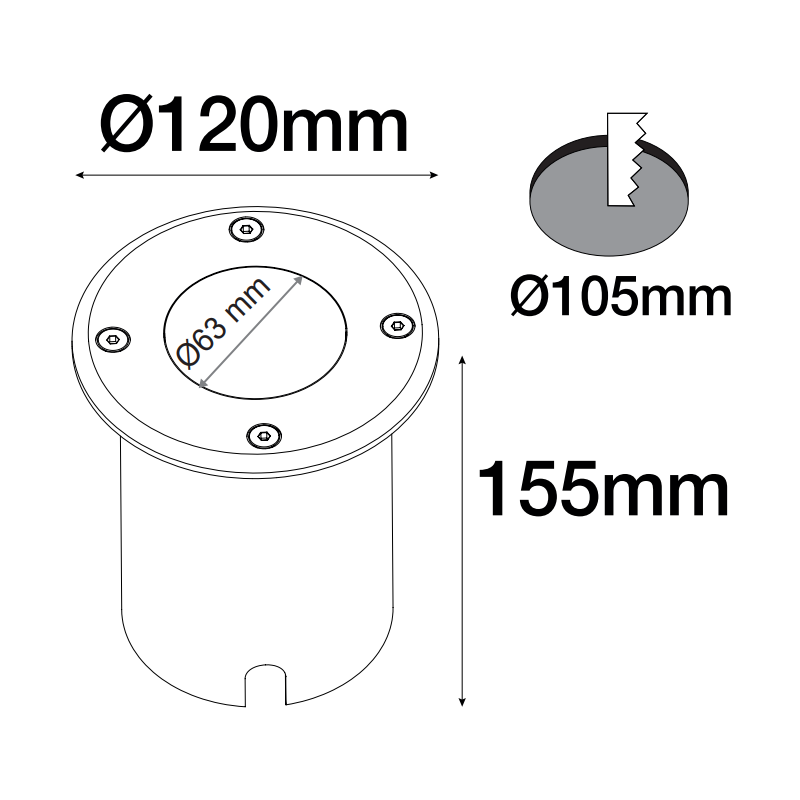 Spot extérieur INOX dimensions rond