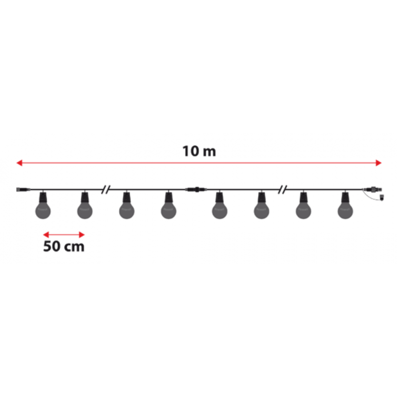 Guirlande guinguette connectable noir dimensions