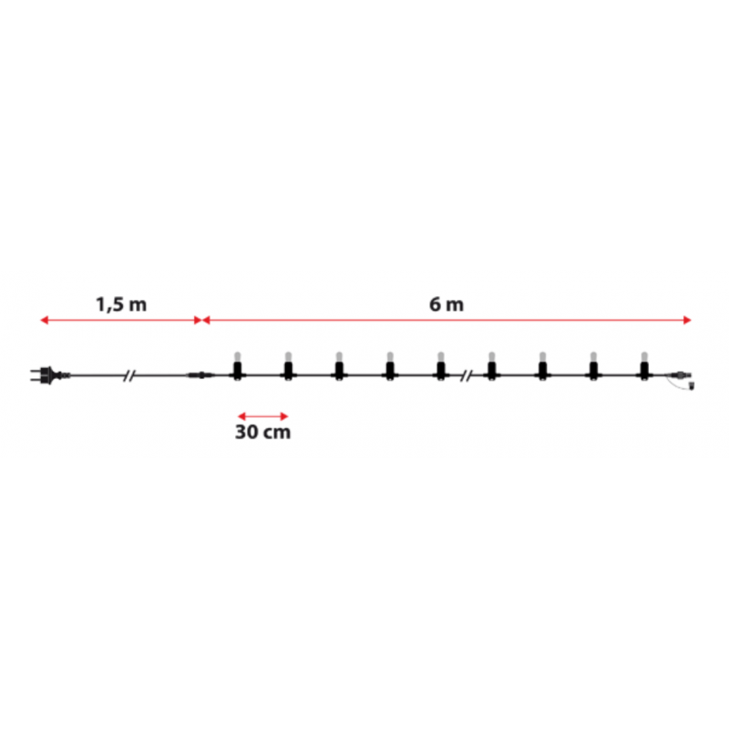 Guirlande Guinguette 6M connectable dimensions