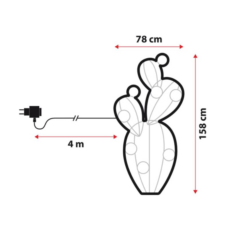 Lampe néon déco figuier de barbarie en pot vert / blanc chaud / rose professionnel dimension