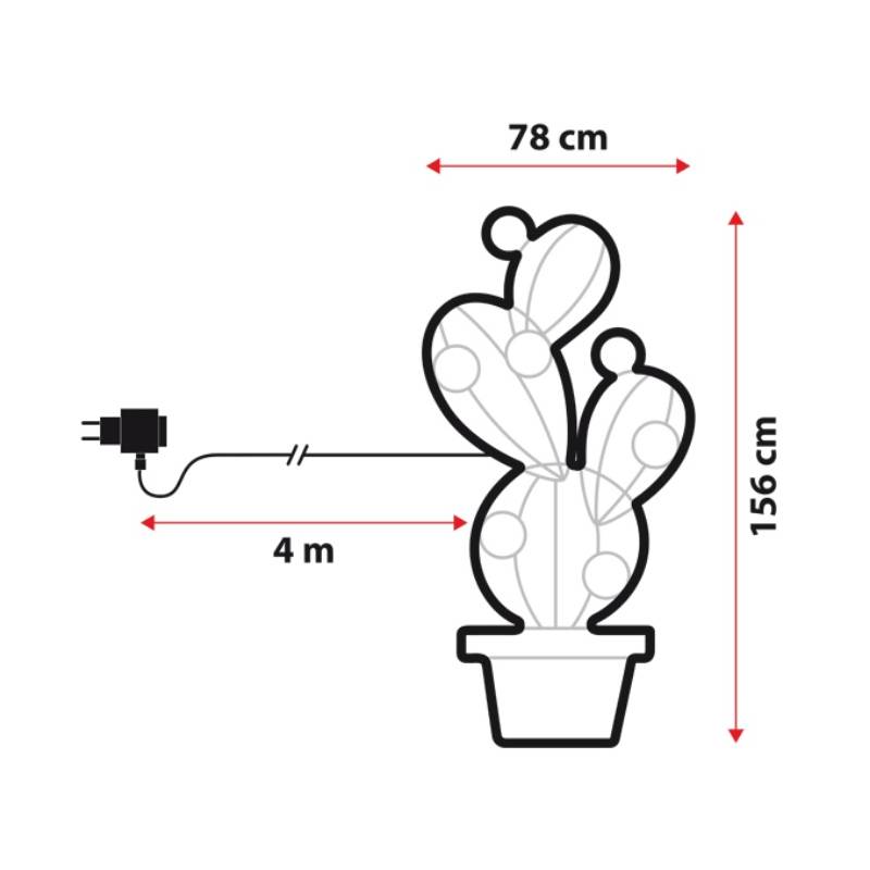 Lampe néon déco figuier de barbarie en pot vert / blanc chaud / rose professionnel dimension