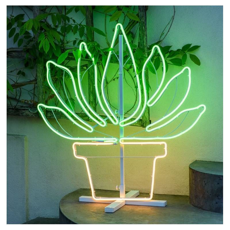 Lampe plante en pot blanc chaud / vert professionnel