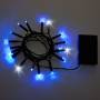 Guirlande 20 LED bleues et blanches flash à piles 2M de long cable vert