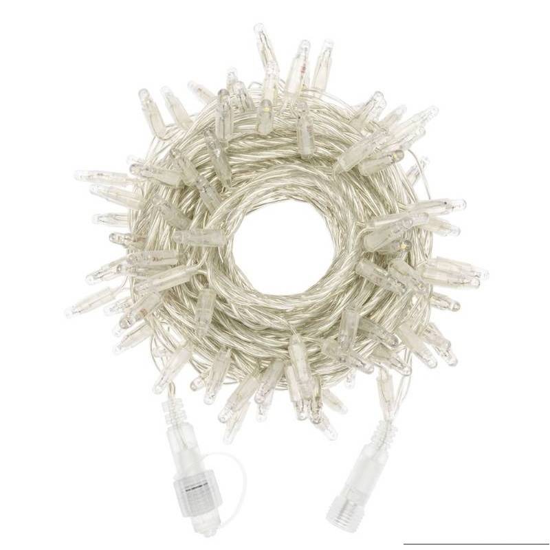 Guirlande lumineuse 10M extensible 96 LED Blanc chaud 8 programmes cable transparent 24V professionnel