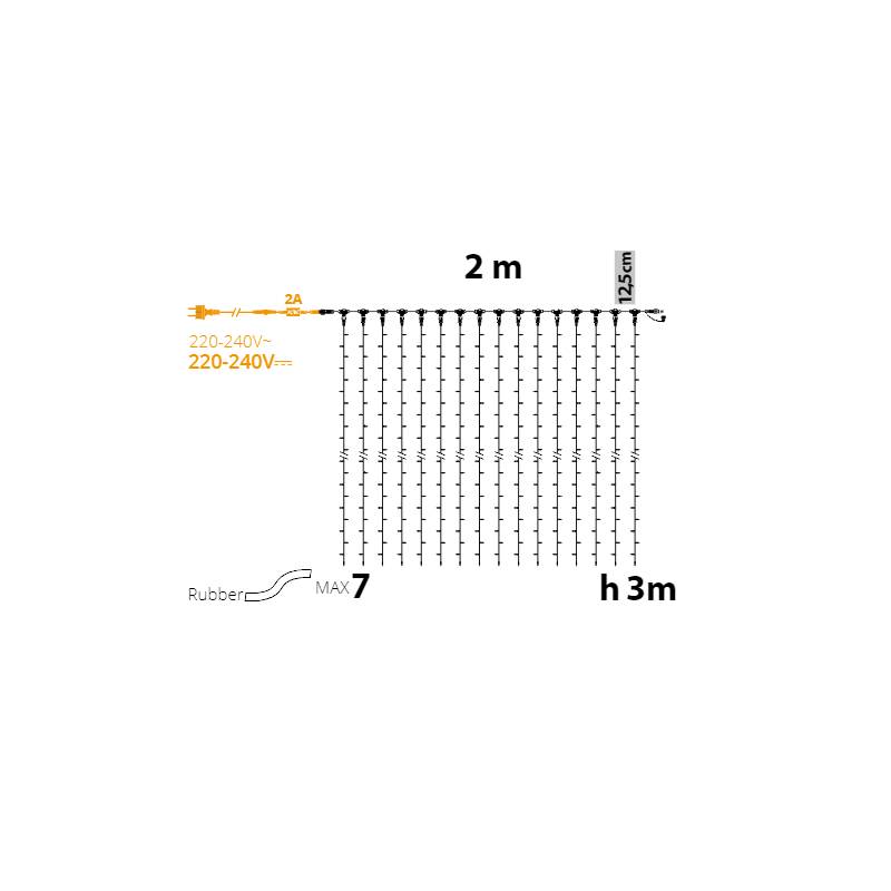 Rideaux lumineux led 3M de hauteur Blanc froid Prolongeable professionnel ILLUPRO 230V professionnel