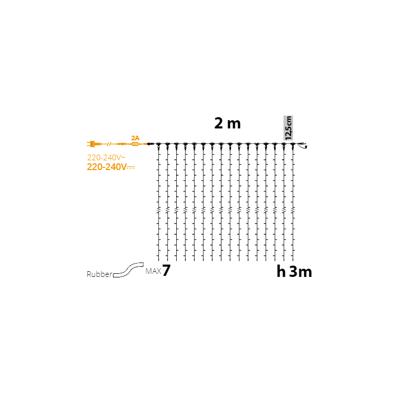 Rideaux lumineux led 3M dimensions prolongeable professionnel