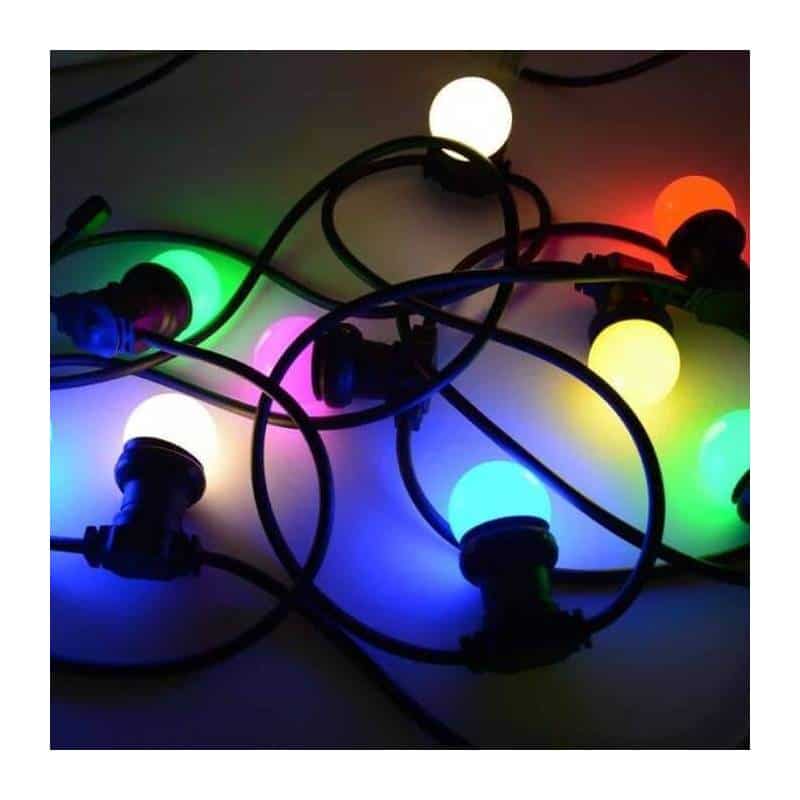 Guirlande guinguette multicolore 10M 10 LED 1W E27 extérieure IP65