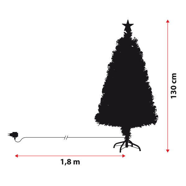 Sapin lumineux fibre optique 130CM LED Blanc chaud et multicouleur RGB