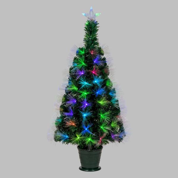 Sapin lumineux fibre optique RGB télécommande 100CM multicouleur pot vert