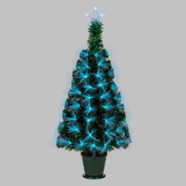 Sapin lumineux fibre optique RGB télécommande 100CM multicouleur pot vert