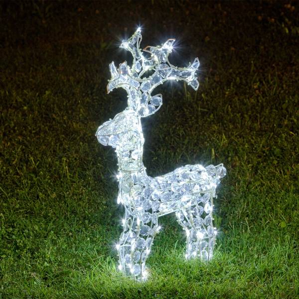 Renne lumineux noël extérieur 3D 100 LED blanc froid fixe acrylique H70CM professionnel