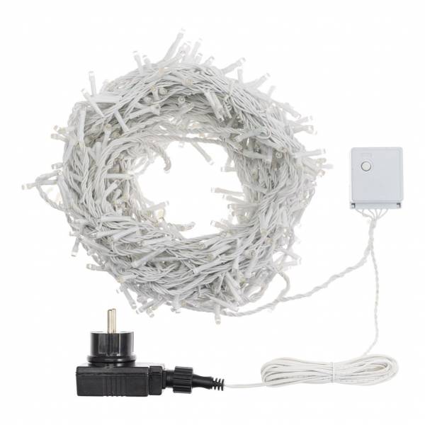 Guirlande stalactite H120cm 4 mètres effet chute de neige 480 LED blanc froid câble blanc 230 V transformateur 24 V