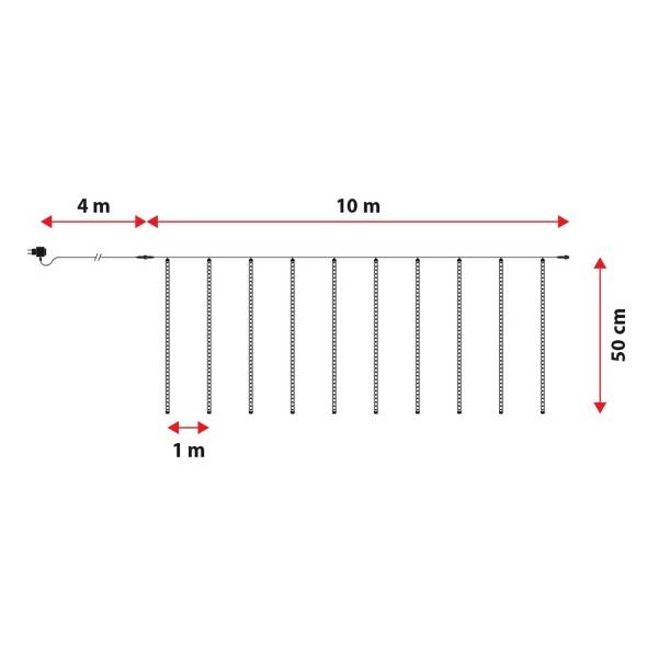 Stalactites lumineux LED effet chute de neige 50CM par 10 glaçons blanc froid dimensions