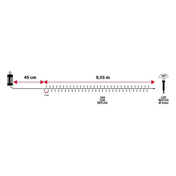 Guirlande lumineuse 10 M 240 LED multicolore à piles intérieur extérieur dimensions 160°