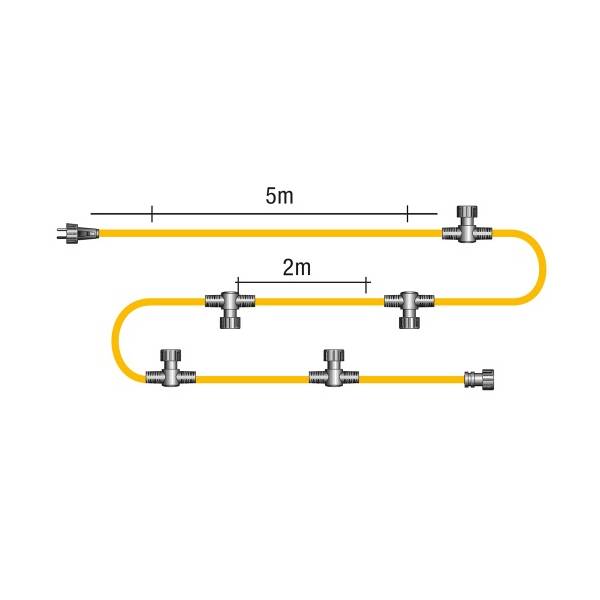 Câble principal extérieur 15M SPT-3 avec 6 connecteurs 12V IP44 Garden Pro dimensions schéma