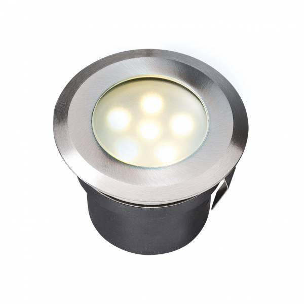 Spot extérieur encastrable LED 1W IP67 rond blanc chaud Inox 316 12V Garden Pro