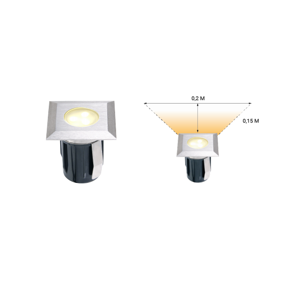 Spot encastrable carré LED 0,5W IP67 blanc chaud Inox 316 12V Garden Pro