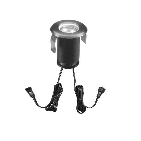 Spot de sol encastrable LED bleu 0,5W IP67 Inox 12V Garden Pro professionnel câble connecteur