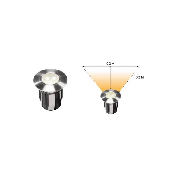 Spot encastrable LED 0.5W IP67 blanc Inox 316 12V Garden Pro professionnel angle lumineux éclairage