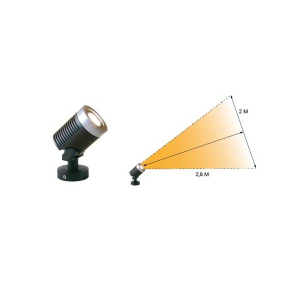 Spot sur pied LED extérieur noir alu 5w orientable blanc chaud 12V professionnel garden pro angle éclairage lampe