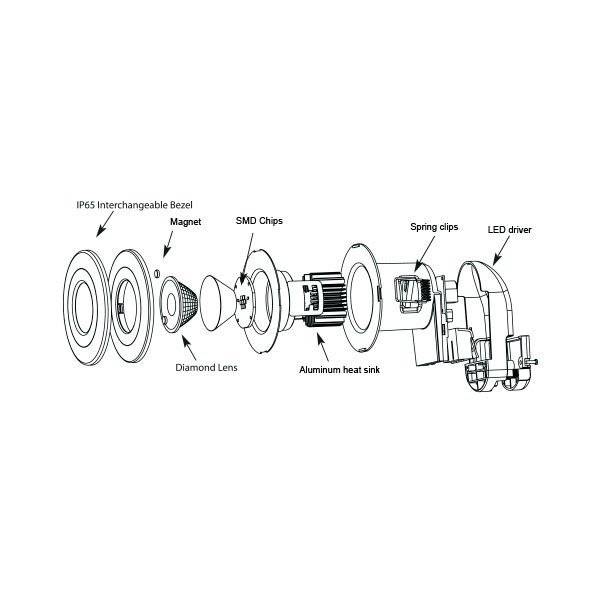 Spot salle de bain dimmable IP65 étanche encastrable  6W 84mm 4000K blanc neutre anti-feu