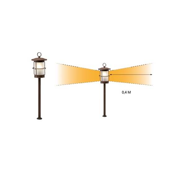 Borne lumineuse extérieur LED 1.5W blanc chaud 12V brun rouille IP44 Garden Pro angle éclairage lampadaire