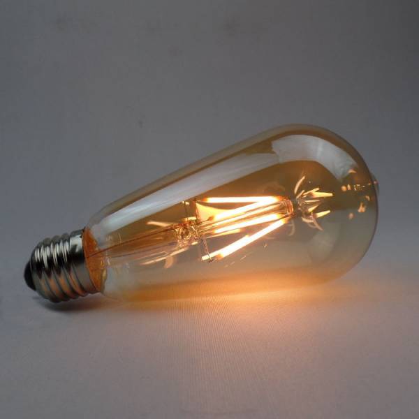 Ampoule vintage LED filament 4W ambrée E27 ST64 blanc très chaud